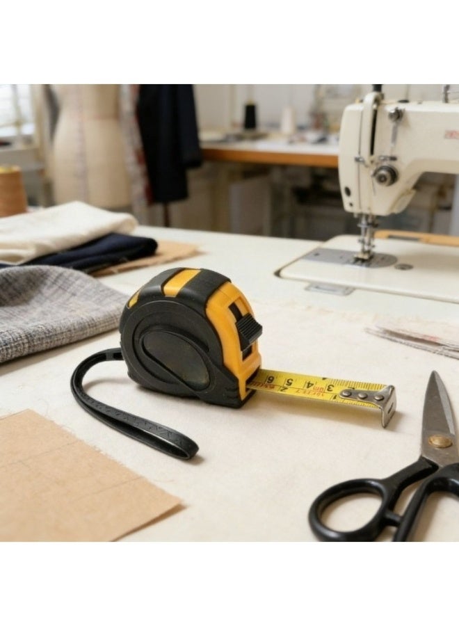 Yellow and black tape measure, easy-to-read measuring ruler, retractable nylon coated measuring ruler, magnetic hook, belt clip, rubber protective sleeve-yellow ribbon - Image 4